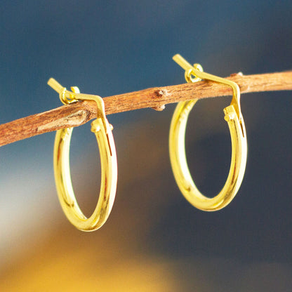 Always Classic Small Gold Plated Hoop Earrings from Peru (.7 Inch)