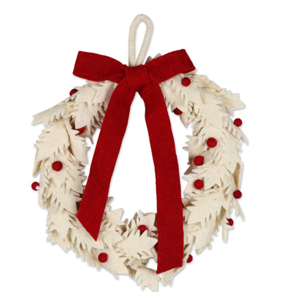 Christmas Essence Handmade Ivory Wool Christmas Wreath