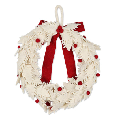 Christmas Essence Handmade Ivory Wool Christmas Wreath