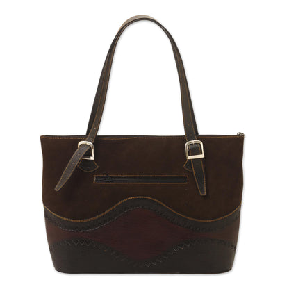 Inca Memories Dark Brown Suede and Leather Tote Bag