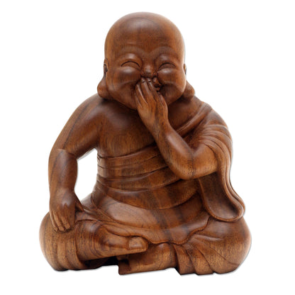 Laughing Chinese Buddha Laughing Chinese Buddha Suar Wood Statuette