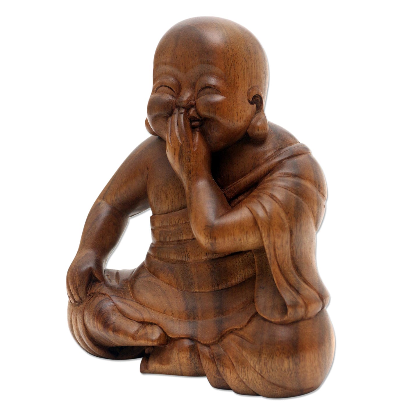 Laughing Chinese Buddha Laughing Chinese Buddha Suar Wood Statuette