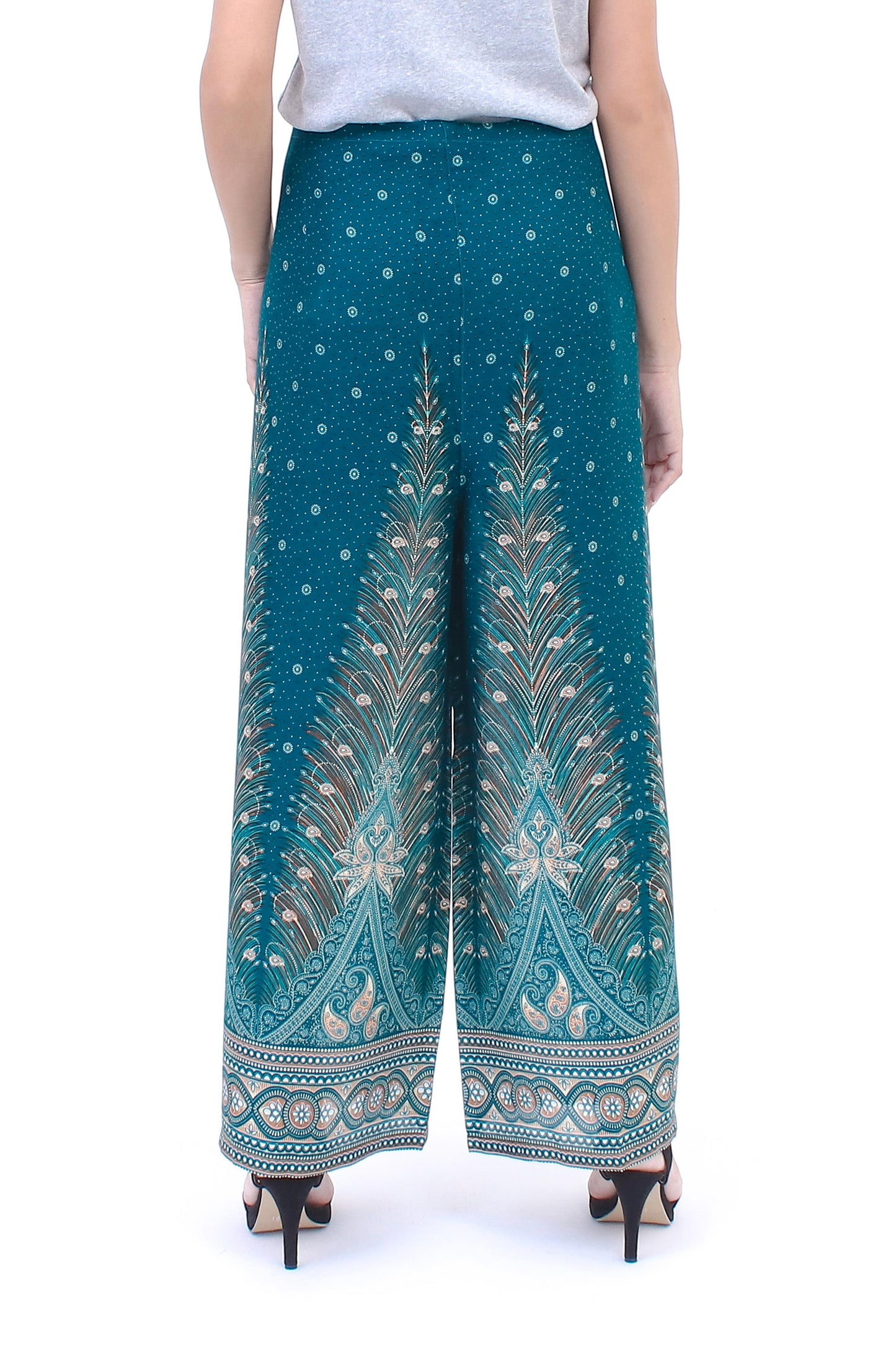 Summer Chill in Teal Artisan Made Rayon Wrap Paisley Floral Wrap Pants