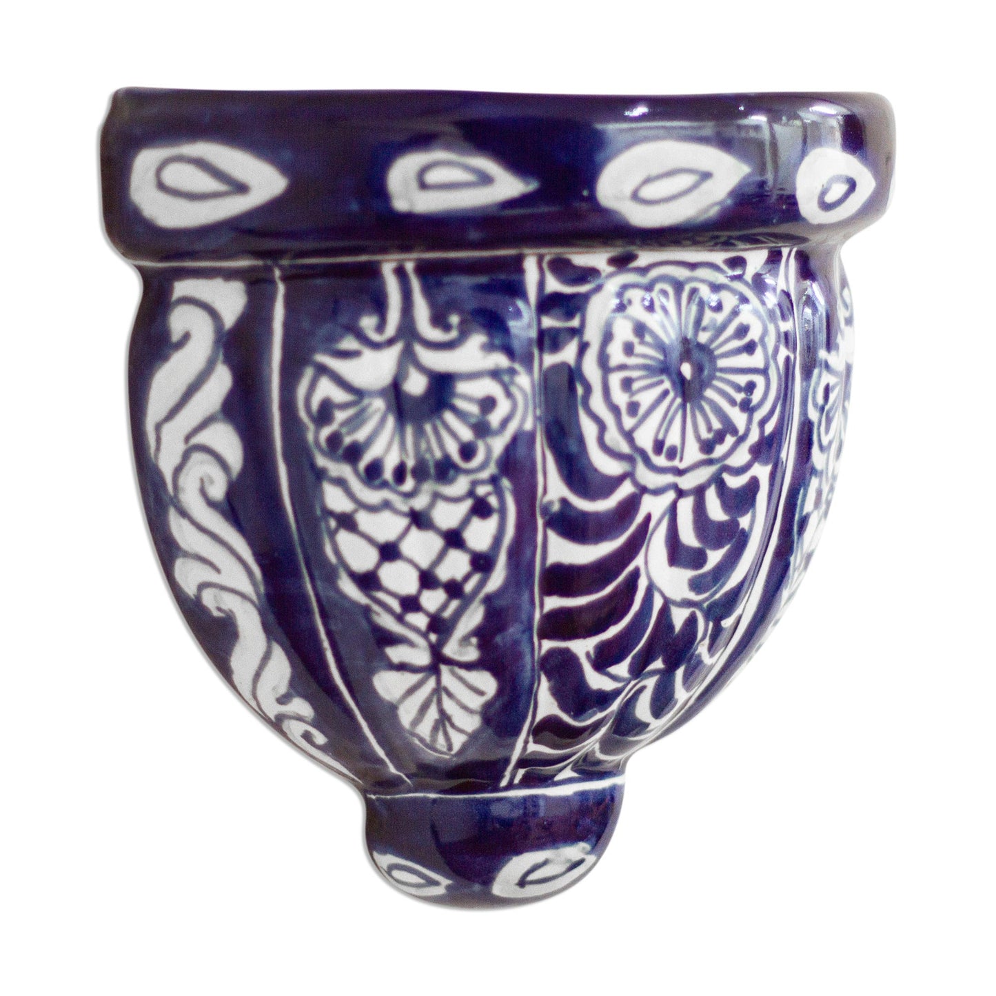 Guanajuato Blues Cobalt Blue and White Ceramic Wall Planter