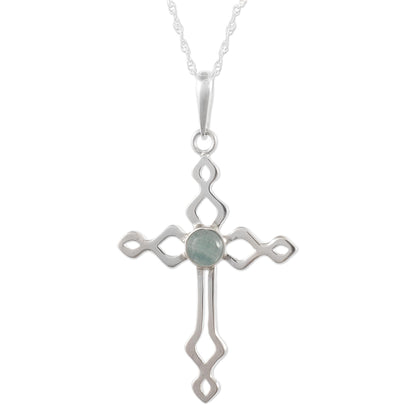 Faith and Devotion Sterling Silver and Opal Cross Necklace