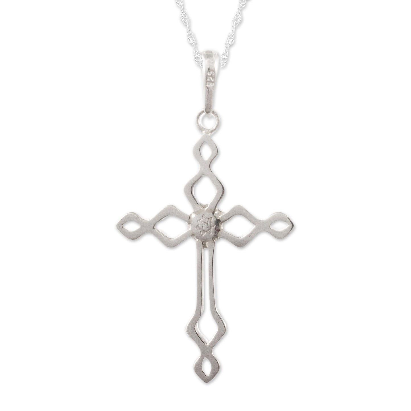 Faith and Devotion Sterling Silver and Opal Cross Necklace