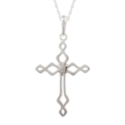 Faith and Devotion Sterling Silver and Opal Cross Necklace