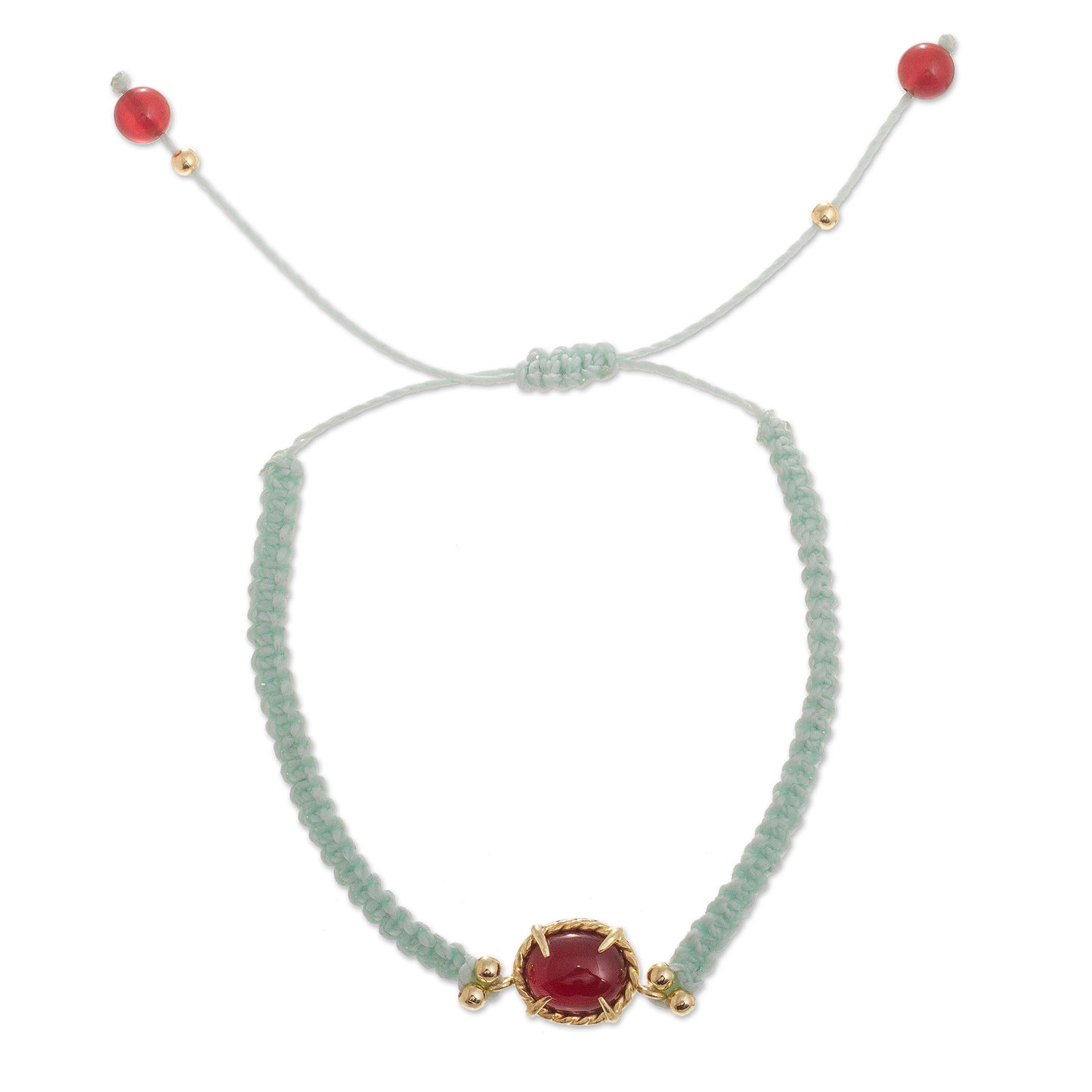 Sweet Diversion in Aqua Aqua Macrame Carnelian Bracelet with 24k Gold