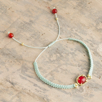 Sweet Diversion in Aqua Aqua Macrame Carnelian Bracelet with 24k Gold