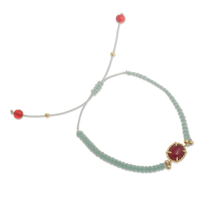 Sweet Diversion in Aqua Aqua Macrame Carnelian Bracelet with 24k Gold