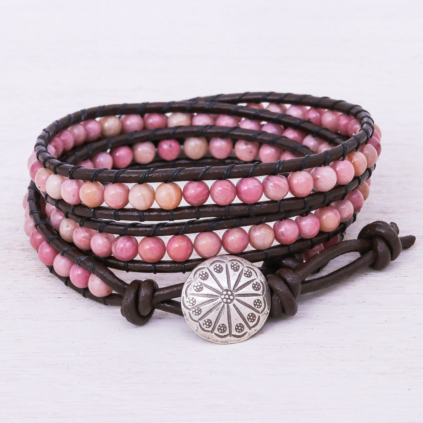 Choco Pink Hand-Woven Beaded Wrap Bracelet