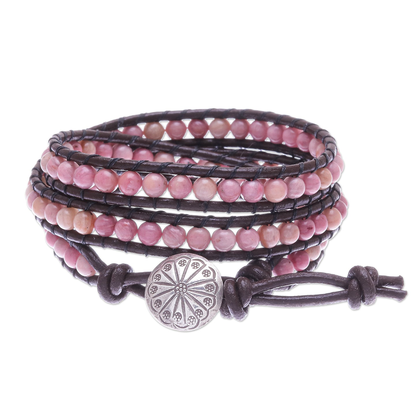 Choco Pink Hand-Woven Beaded Wrap Bracelet