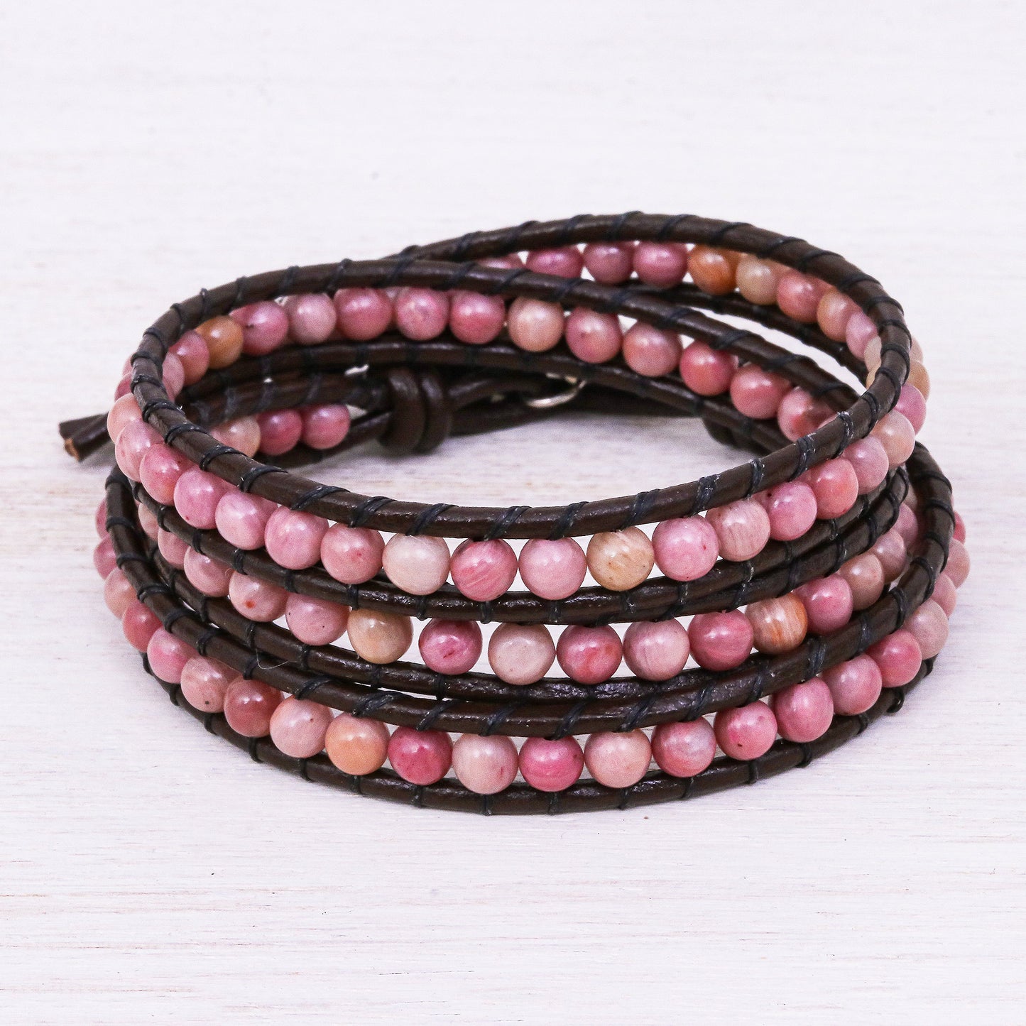 Choco Pink Hand-Woven Beaded Wrap Bracelet