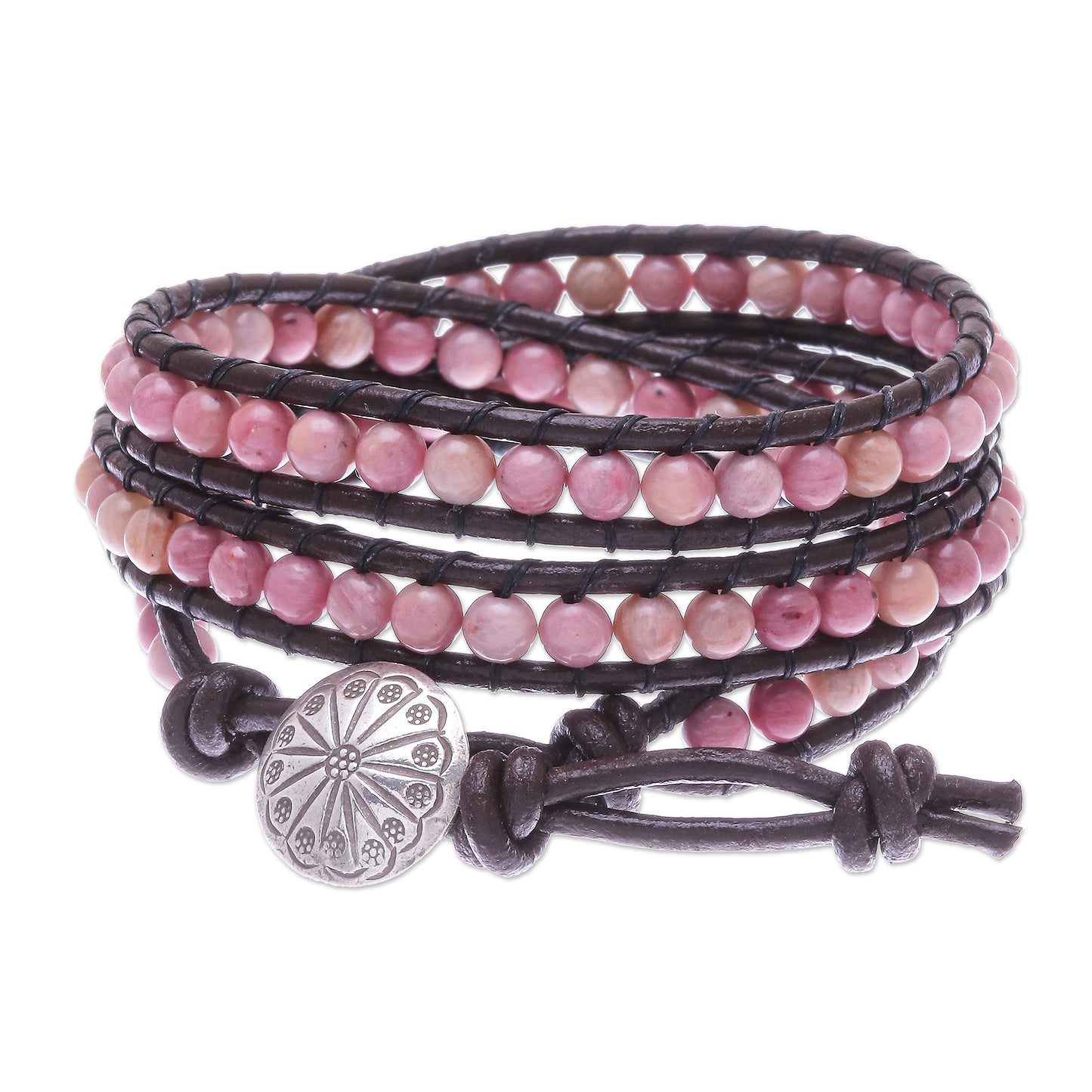 Choco Pink Hand-Woven Beaded Wrap Bracelet