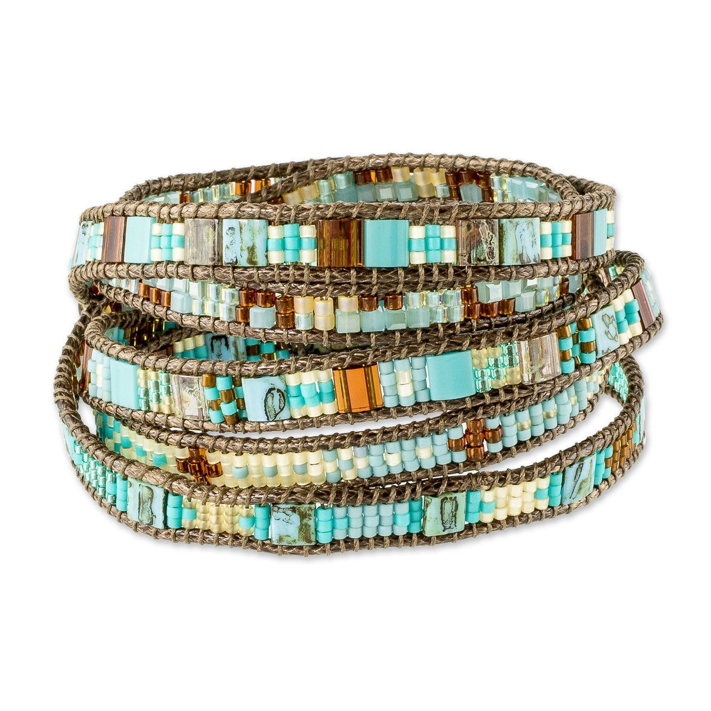 Solola Sunset Artisan Crafted Glass Bead Wrap Bracelet