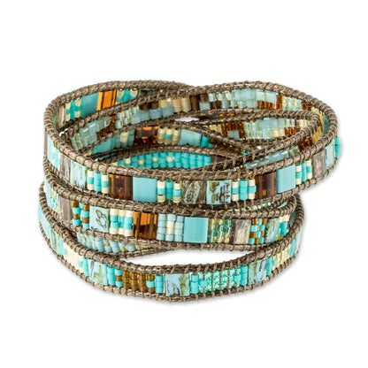 Solola Sunset Artisan Crafted Glass Bead Wrap Bracelet