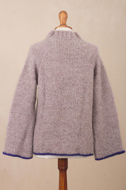 Sumptuous Warmth in Mauve Light Mauve Alpaca Blend Boucle Sweater