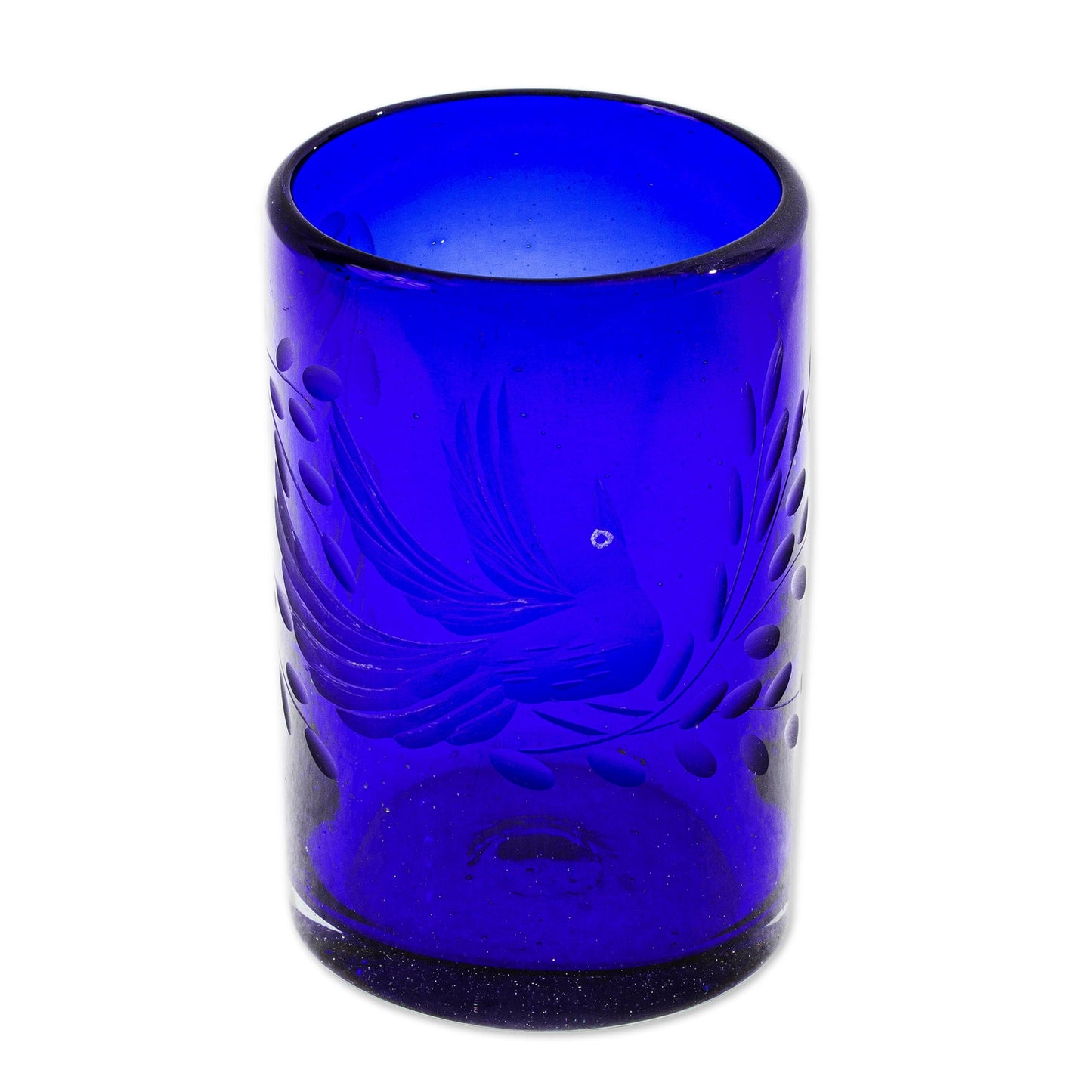 Paloma Azul Etched Blue Blown Glass Tumblers (Set of 6)