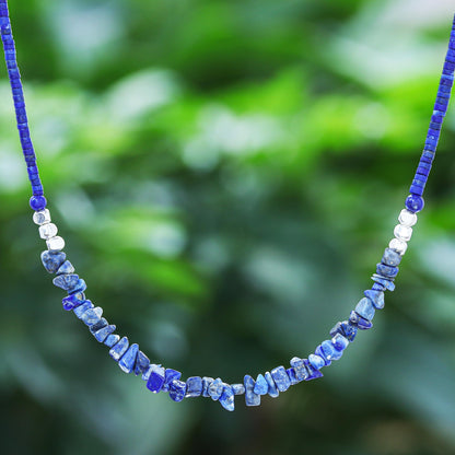 Nature's Finest Hour Lapis Lazuli and Karen Silver Beaded Necklace