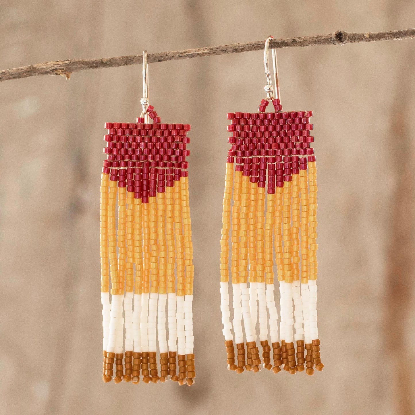 Pennant Multicolored Beaded Waterfall Earrings