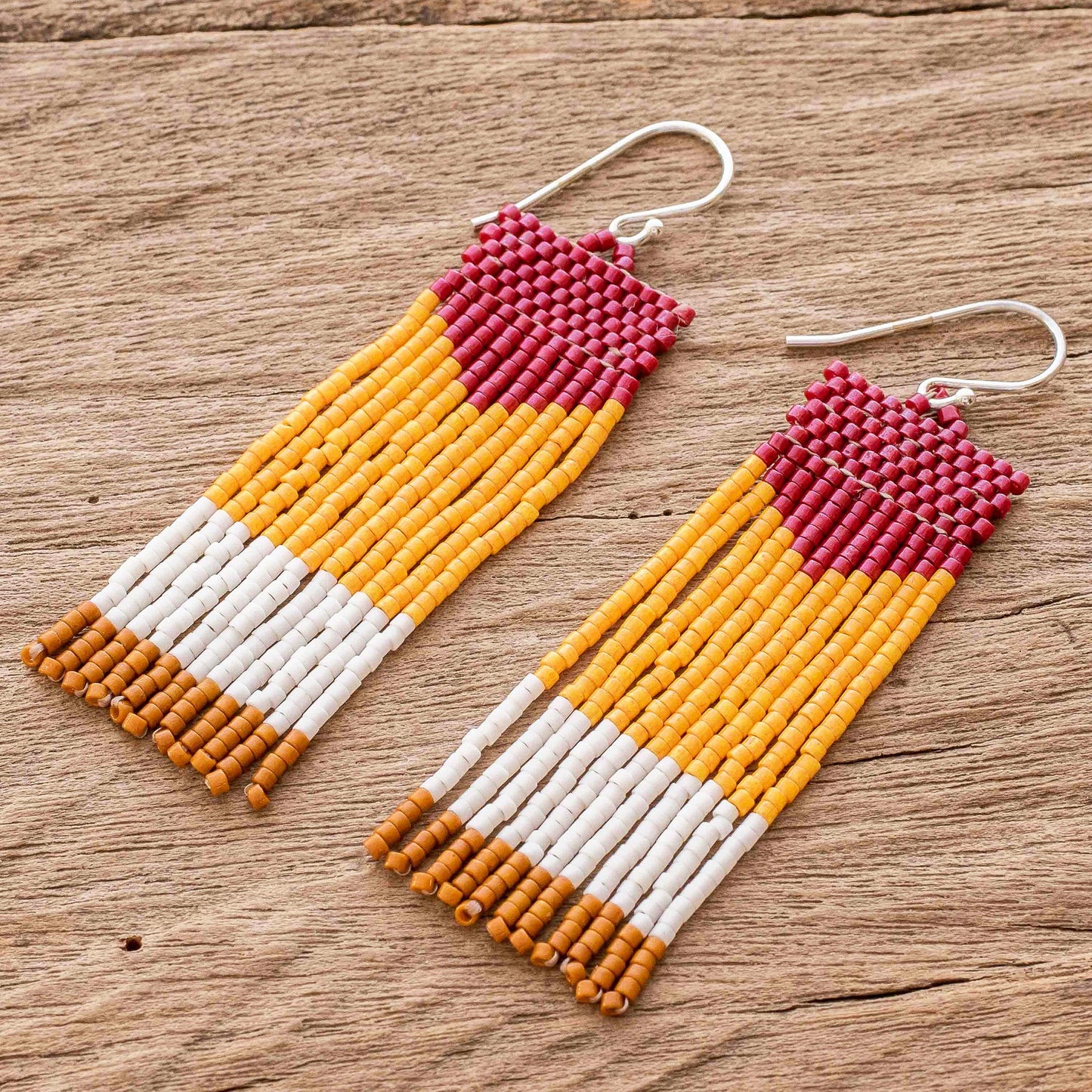 Pennant Multicolored Beaded Waterfall Earrings