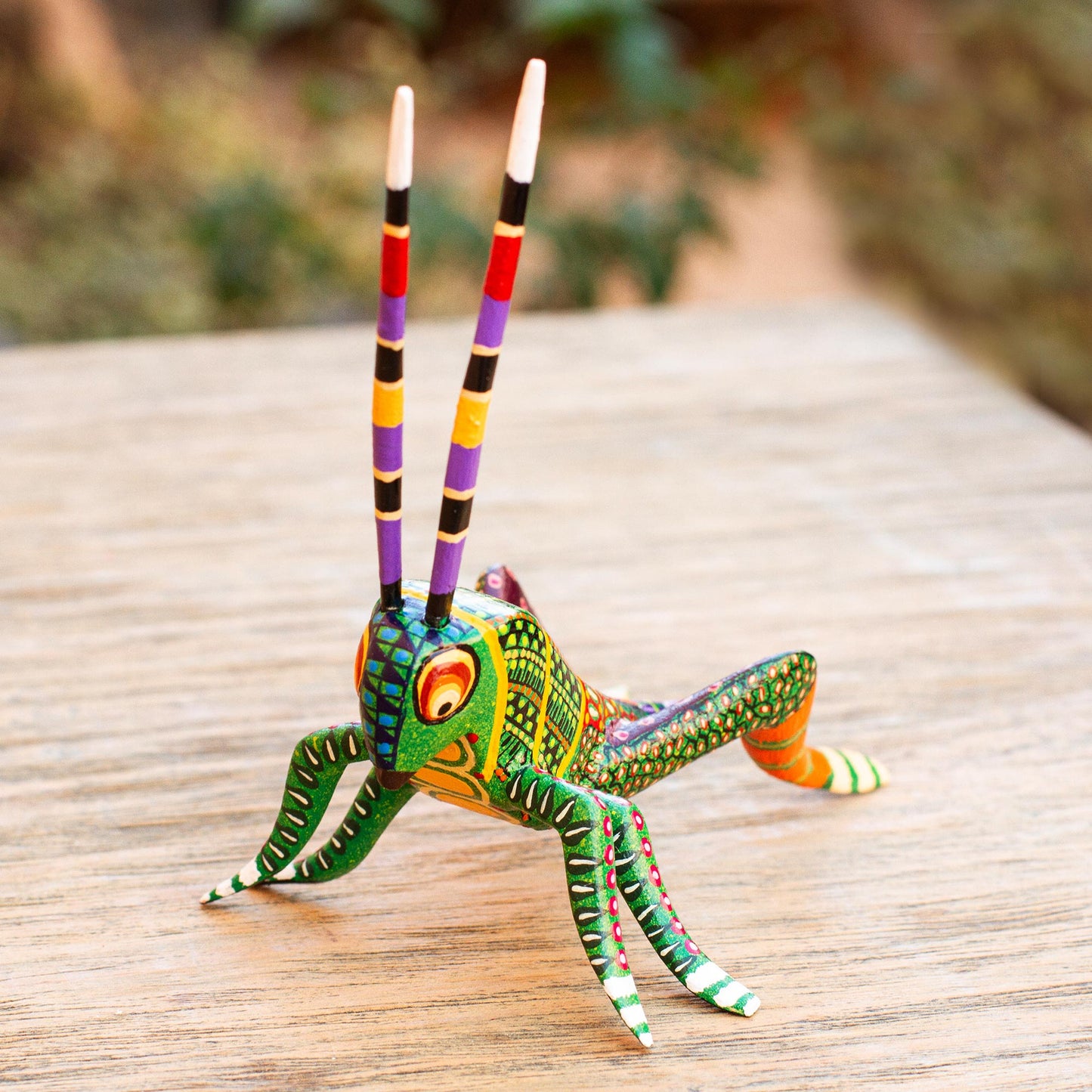 Spry Grasshopper Hand Crafted Grasshopper Alebrije Figurine