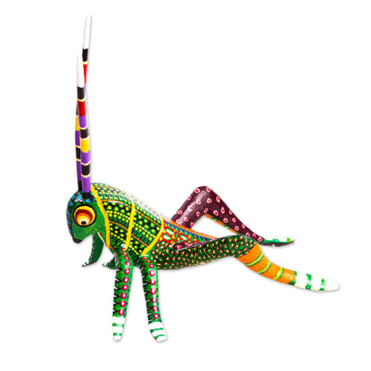 Spry Grasshopper Hand Crafted Grasshopper Alebrije Figurine