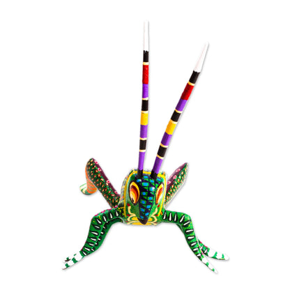 Spry Grasshopper Hand Crafted Grasshopper Alebrije Figurine