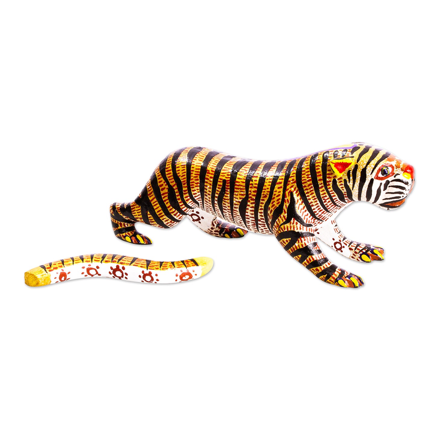 Brilliant Tiger Small Cedar Wood Tiger Alebrije Sculpture