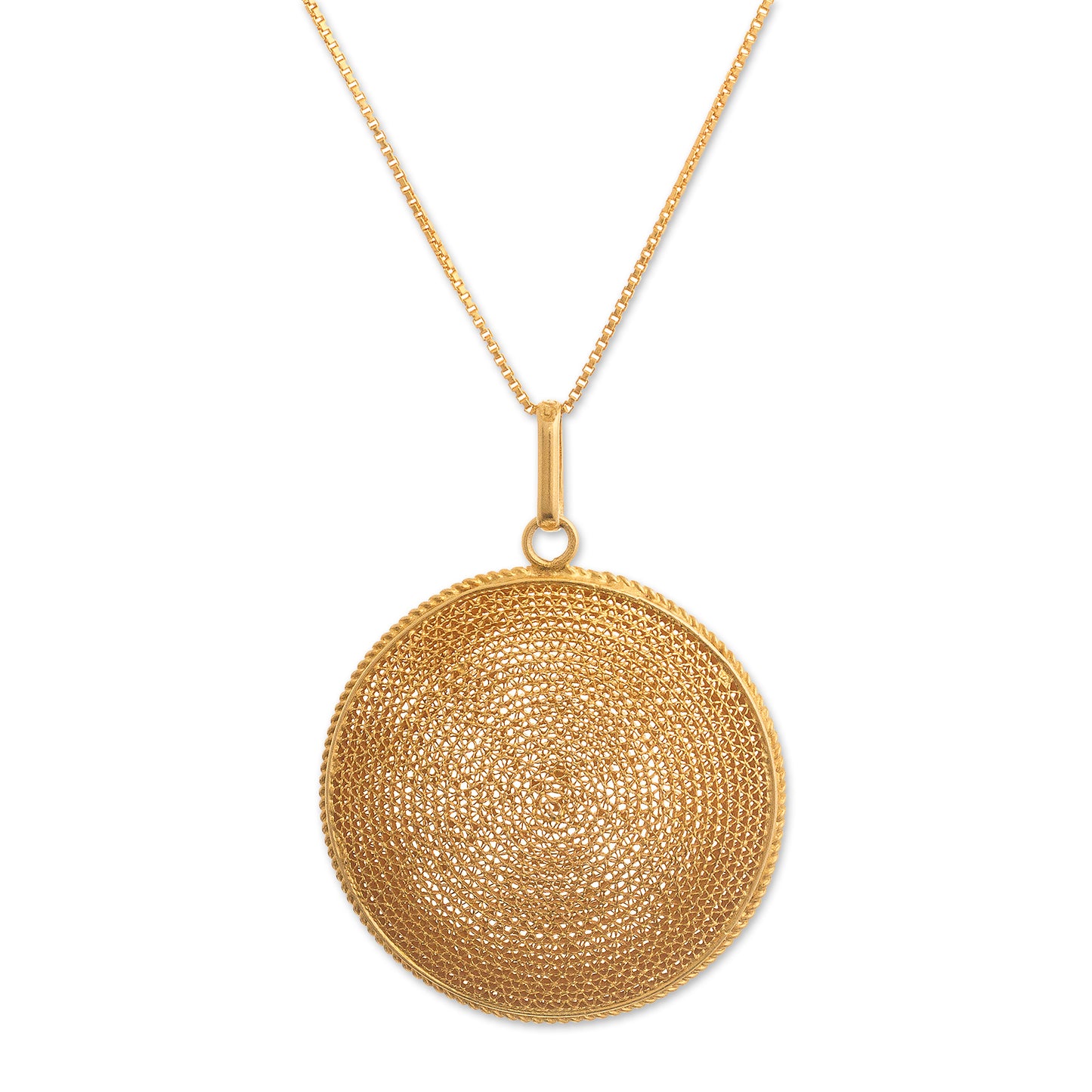 Temple of the Sun Peruvian Gold-Plated Filigree Pendant Necklace