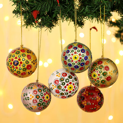 Colors of Christmas Multicolored Papier Mache Ornaments (Set of 6)