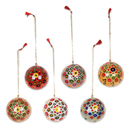 Colors of Christmas Multicolored Papier Mache Ornaments (Set of 6)