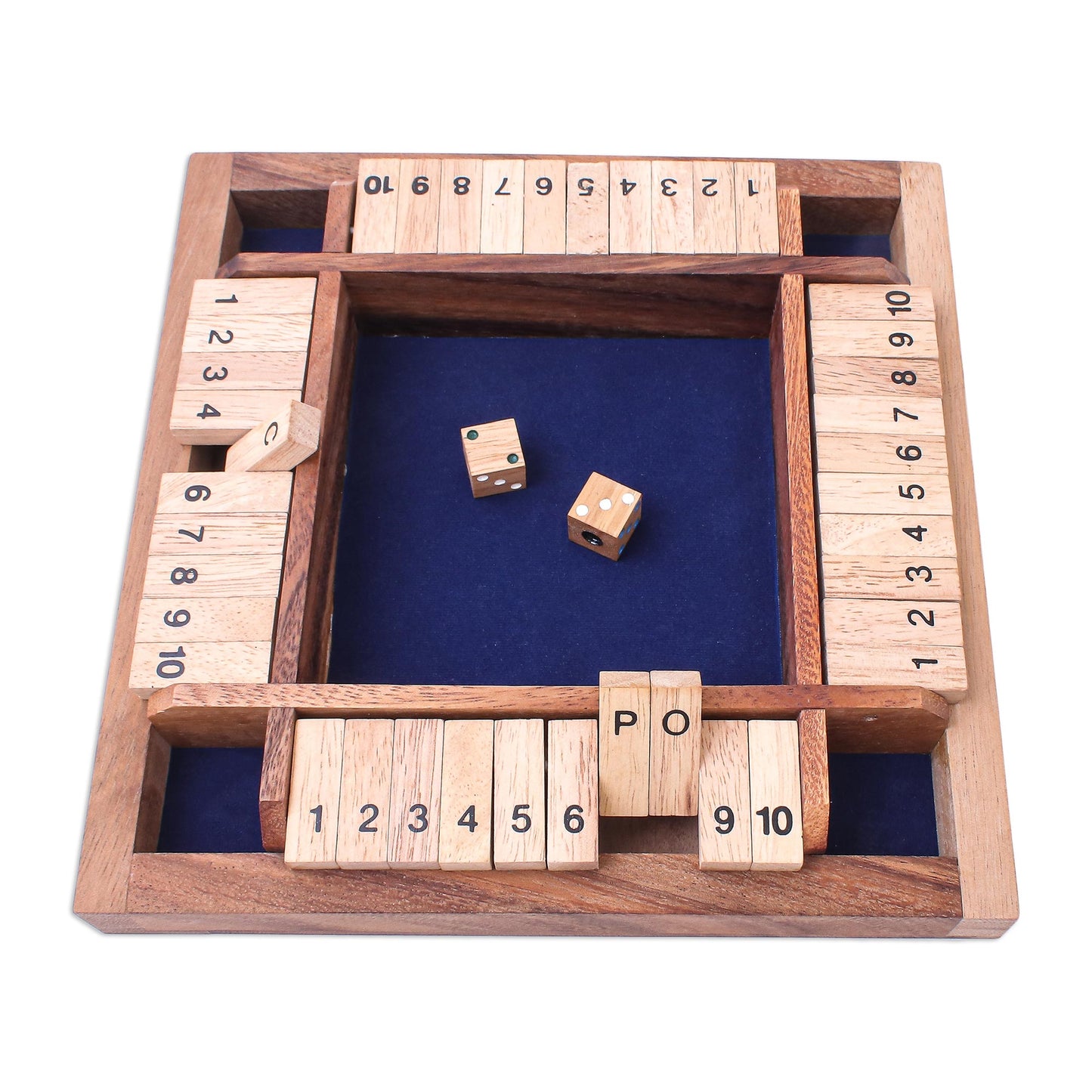 Shut The Box Handcrafted Rain Tree Wood Shut the Box Game from Thailand