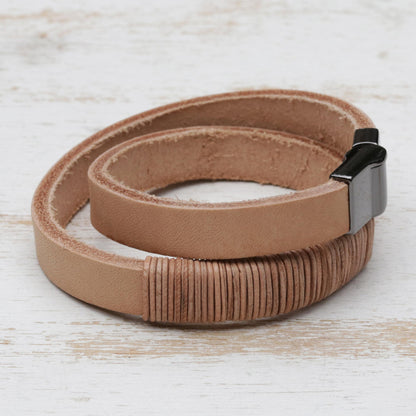 Carioca Chic Wrap Bracelet in Buff-Colored Leather