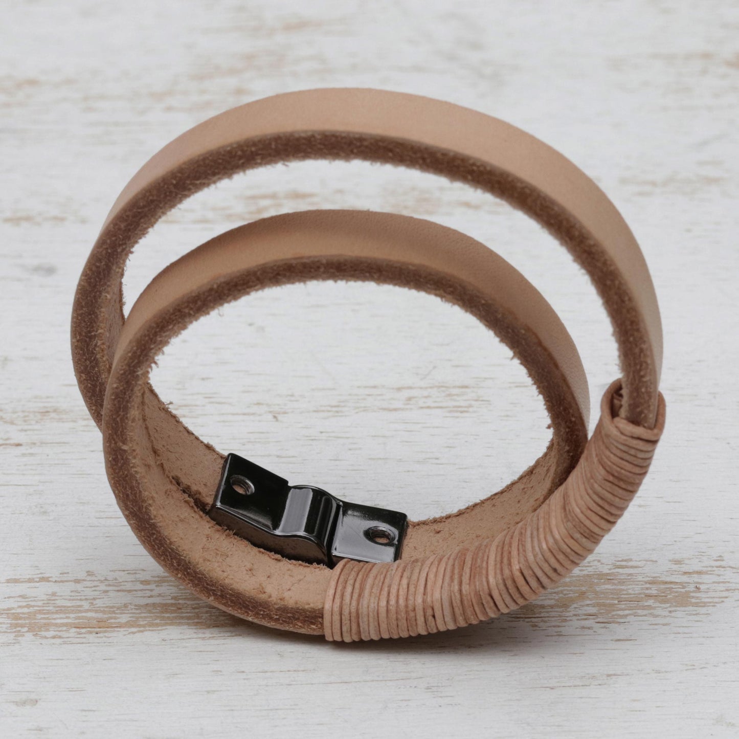 Carioca Chic Wrap Bracelet in Buff-Colored Leather