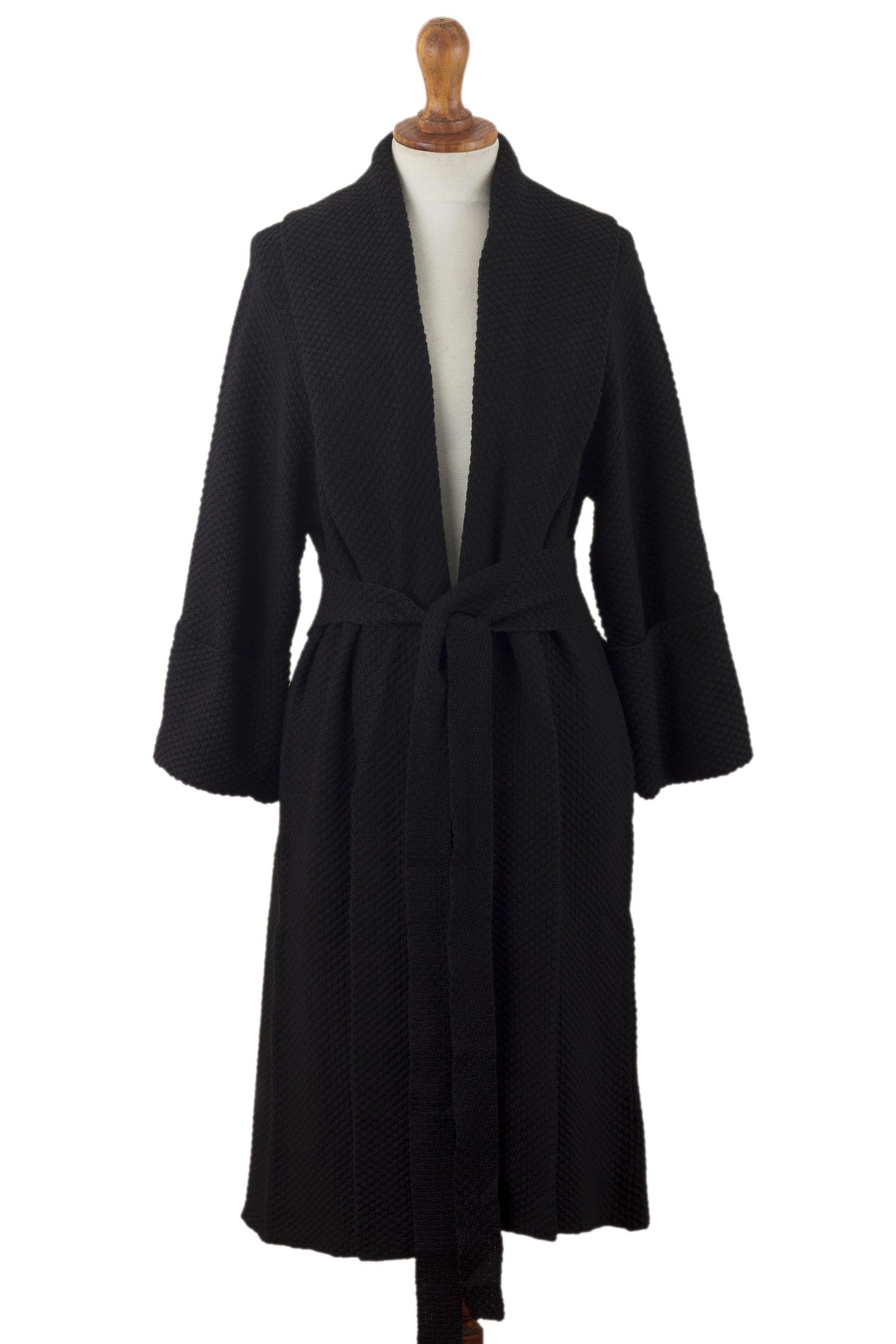 Constant Companion in Black Knit Black Sweater Coat with Belt