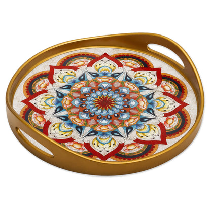 Healing Colors Artisan Crafted Reverse-Painted Glass Tray