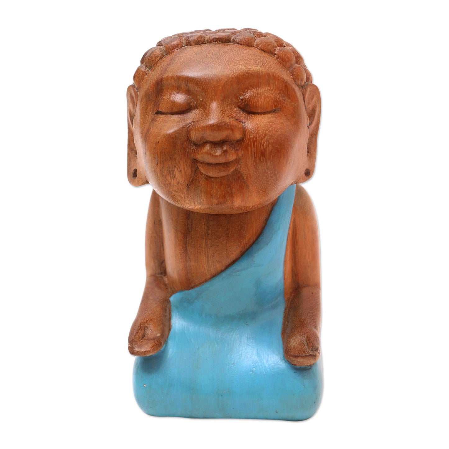 Buddha in Light Blue Hand Carved Buddha Sculpture