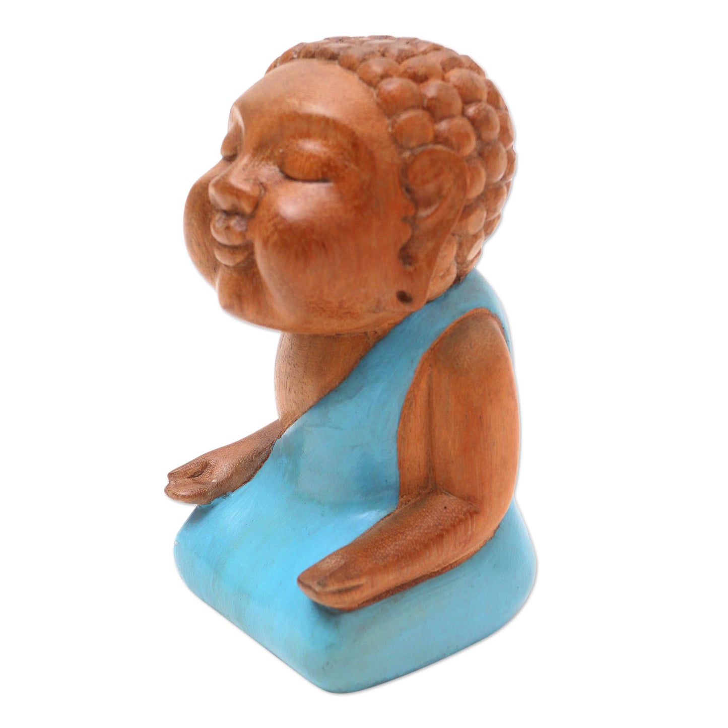 Buddha in Light Blue Hand Carved Buddha Sculpture