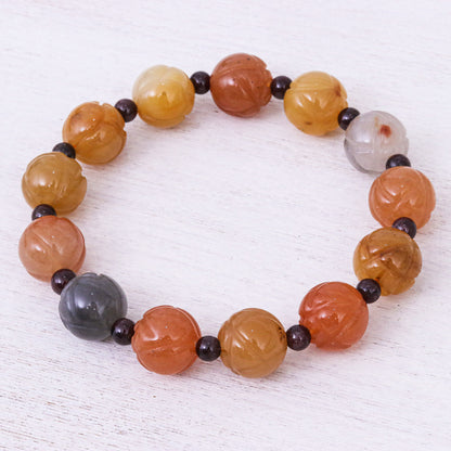 Honey Jade Hand Made Jade and Garnet Gemstone Beaded Bracelet