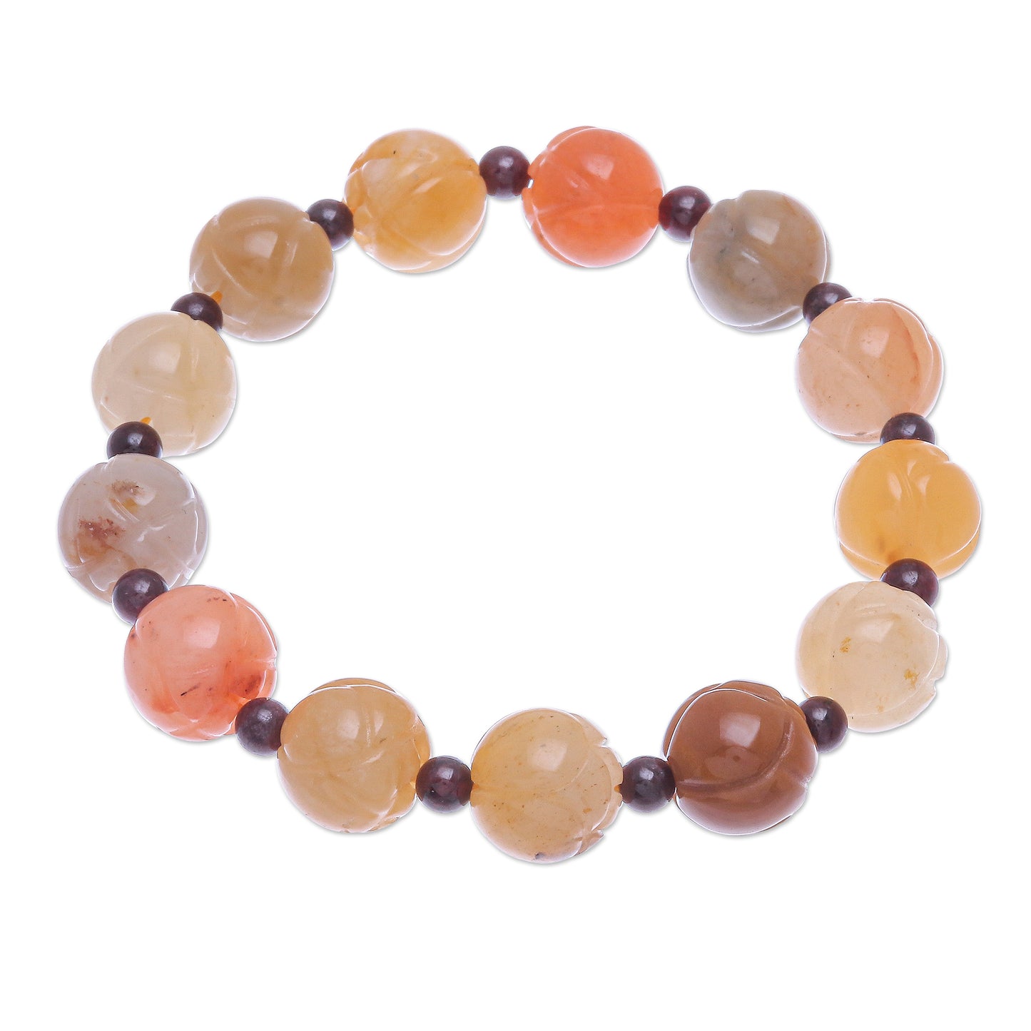 Honey Jade Hand Made Jade and Garnet Gemstone Beaded Bracelet