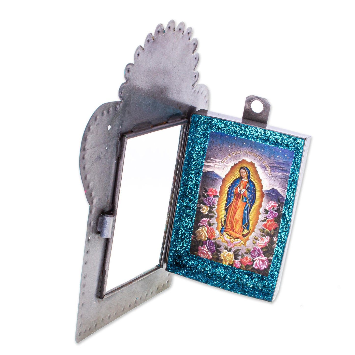 Roses for Guadalupe Handcrafted Virgin of Guadalupe Tin Plaque or Photo Frame