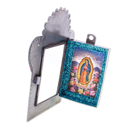 Roses for Guadalupe Handcrafted Virgin of Guadalupe Tin Plaque or Photo Frame