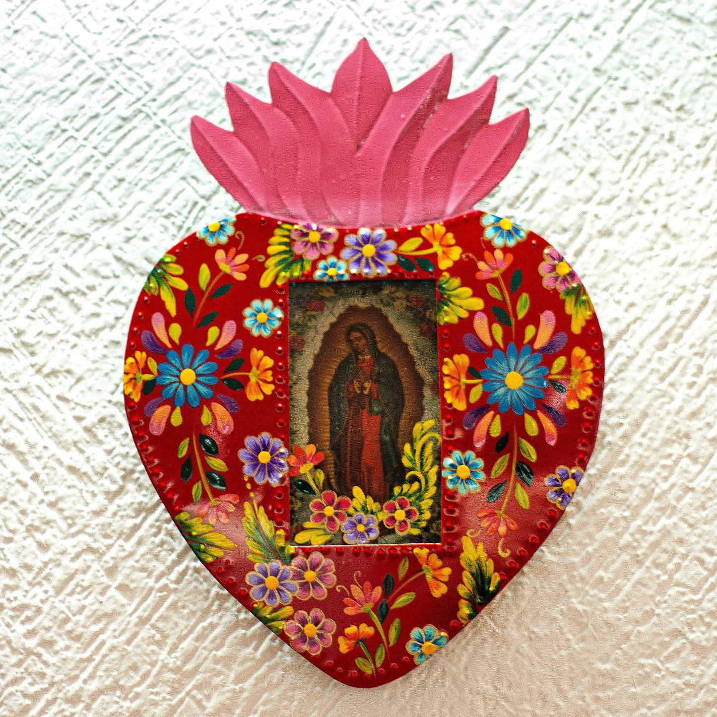 Heart of Guadalupe Handcrafted Virgin of Guadalupe Heart Plaque or Photo Frame