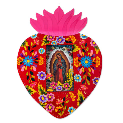 Heart of Guadalupe Handcrafted Virgin of Guadalupe Heart Plaque or Photo Frame