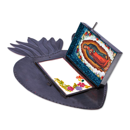 Heart of Guadalupe Handcrafted Virgin of Guadalupe Heart Plaque or Photo Frame