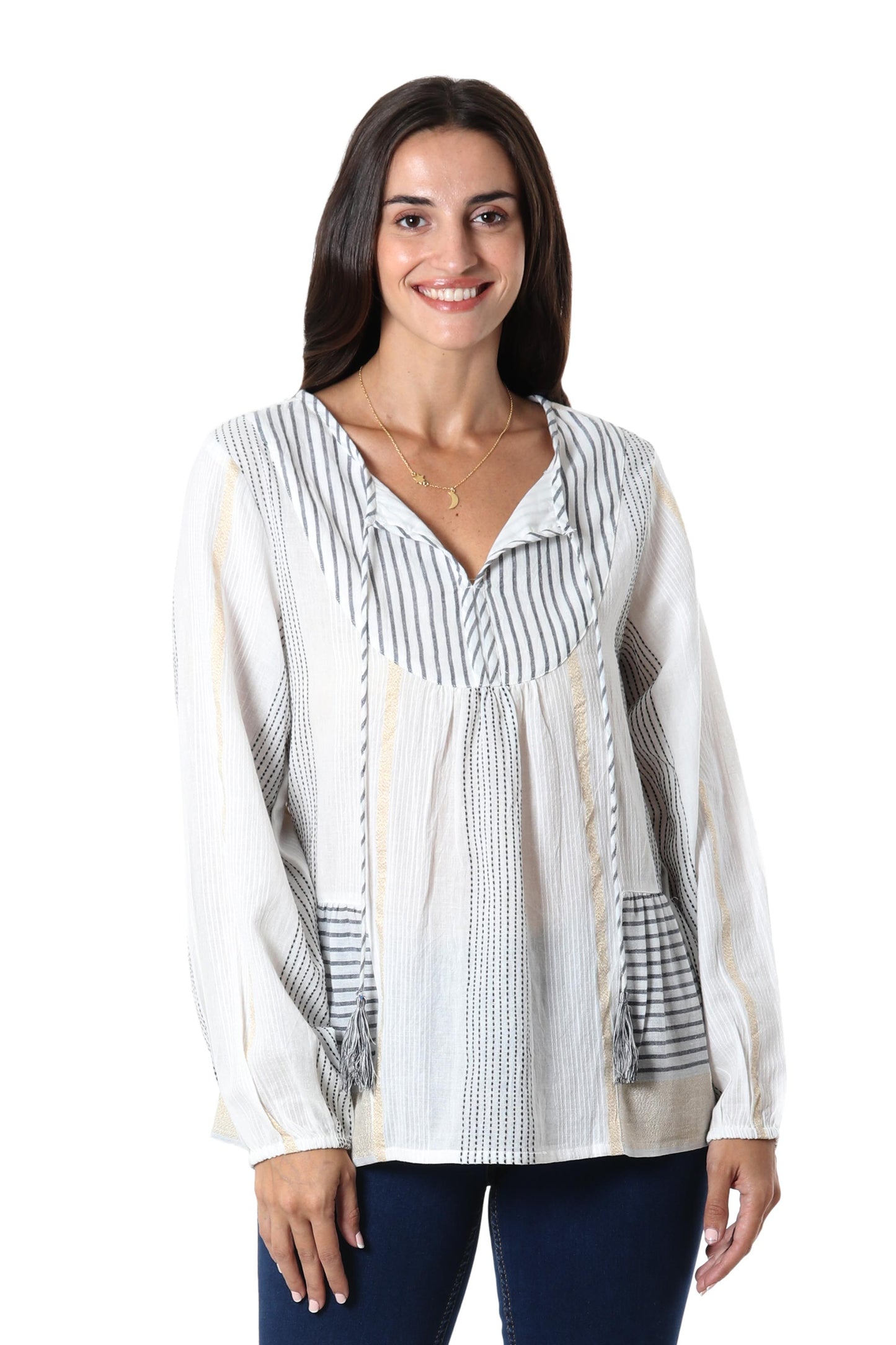 Sailing Stripes Hand Woven Striped Cotton Tunic