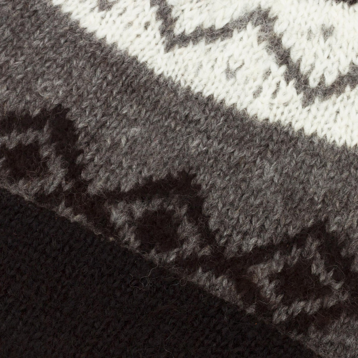 Nordic Nights Knit 100% Alpaca Hat in Black and Grey
