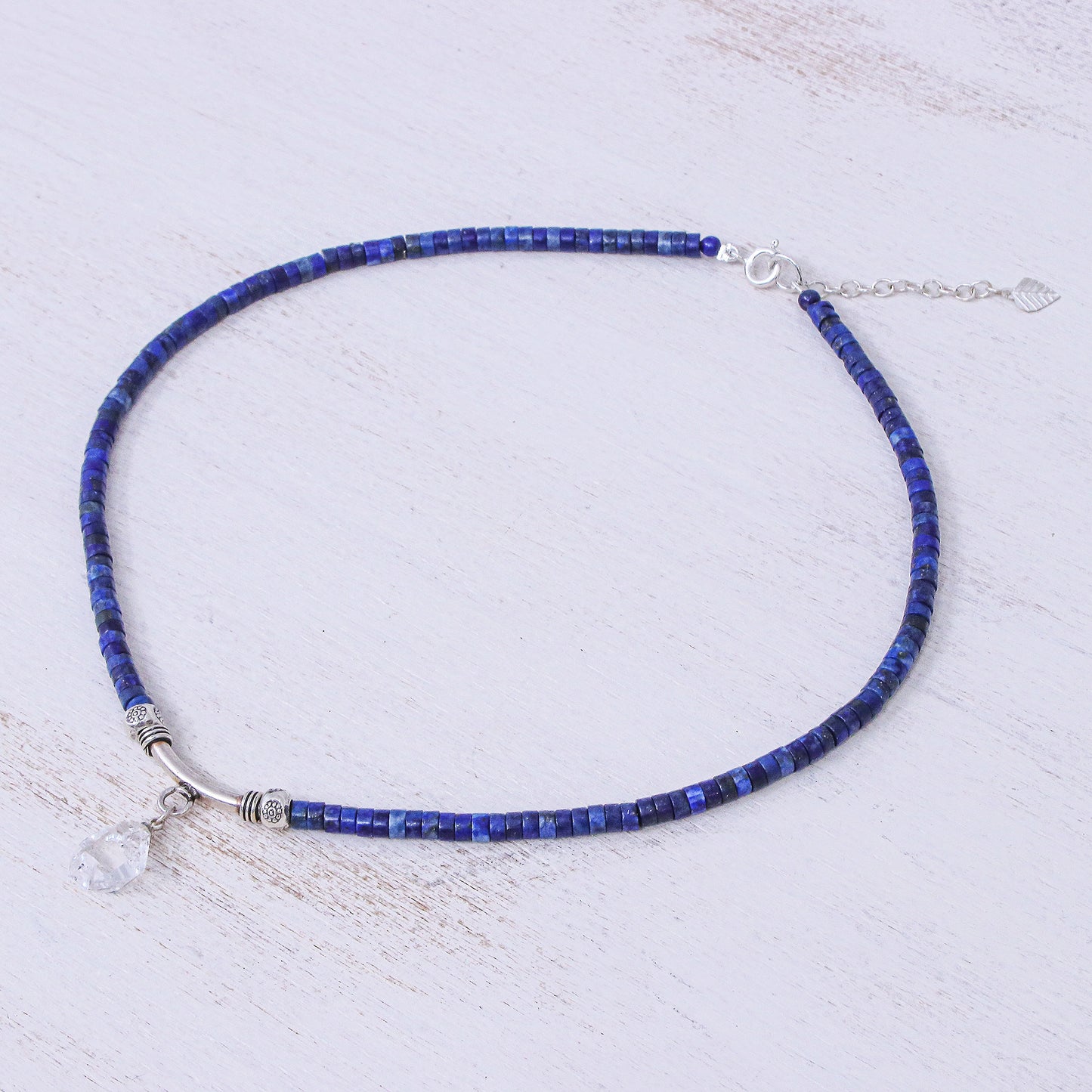 Wild Moon Handmade Clear Quartz and Lapis Lazuli Pendant Necklace