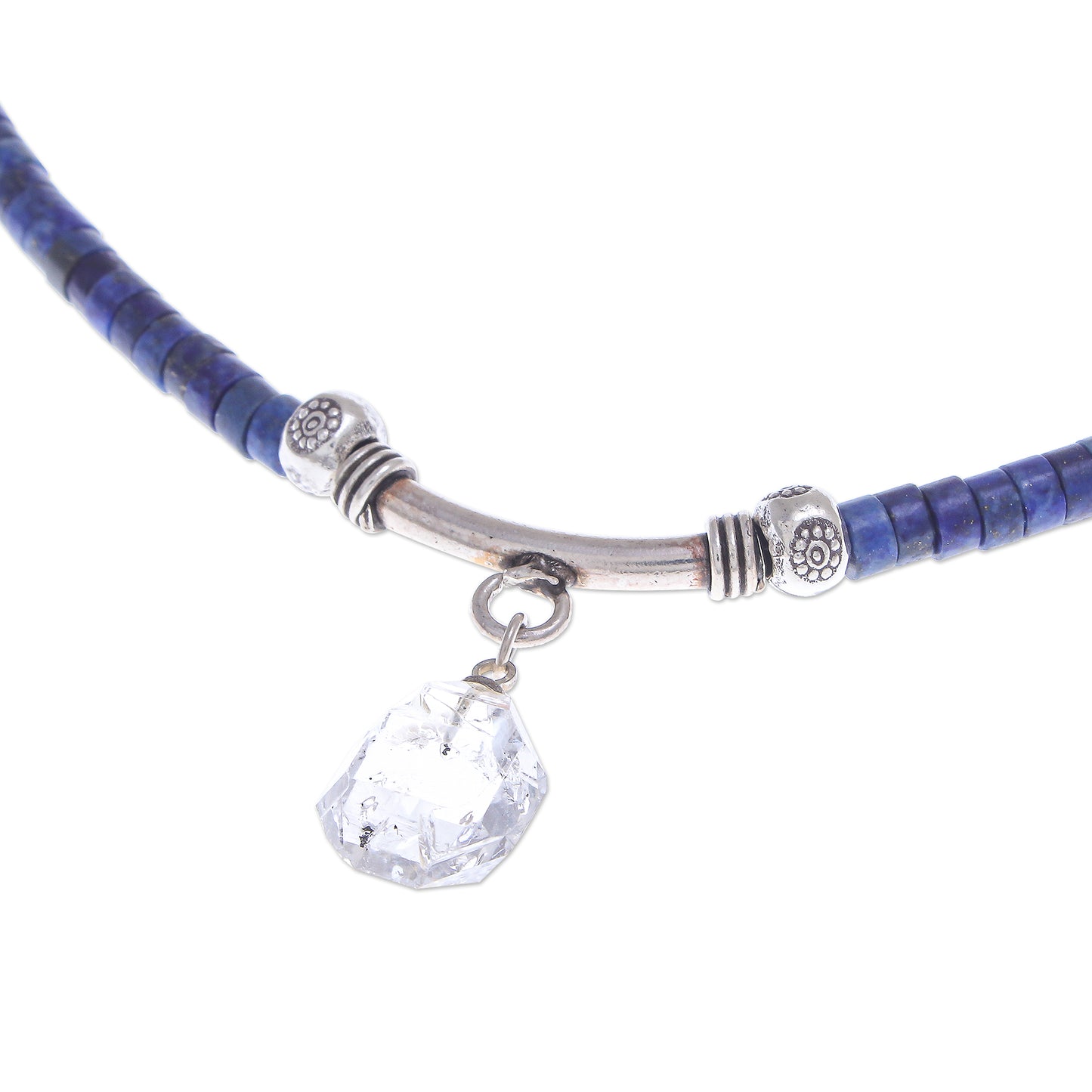 Wild Moon Handmade Clear Quartz and Lapis Lazuli Pendant Necklace